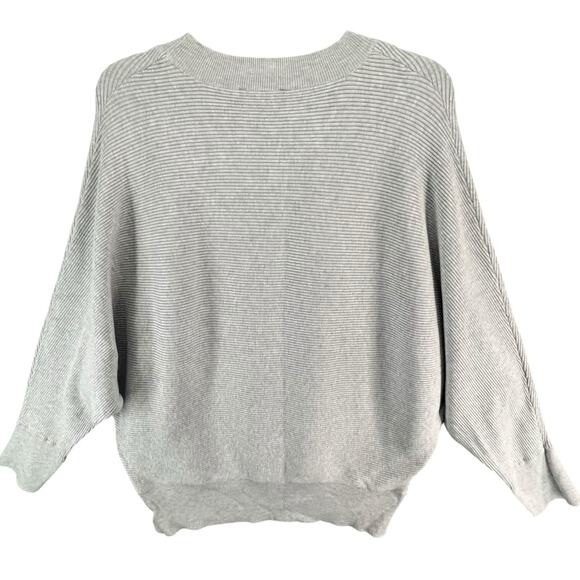 Lulus All Wrapped Up Sweater Womens M Gray Ribbed Knit Dolman Sleeve Cozy Top - Picture 5 of 13